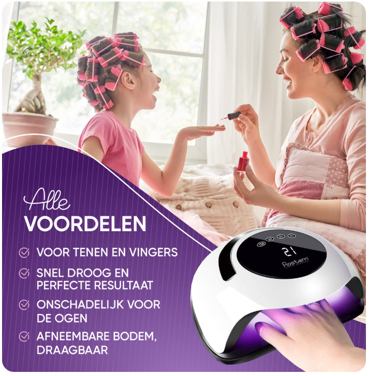 Rostem 120 Watt UV-LED-Nageltrockner - Nagellampe - perfekt gehärteter Nagelgel-Lack - LED-Lampe - langes Kabel - weiß