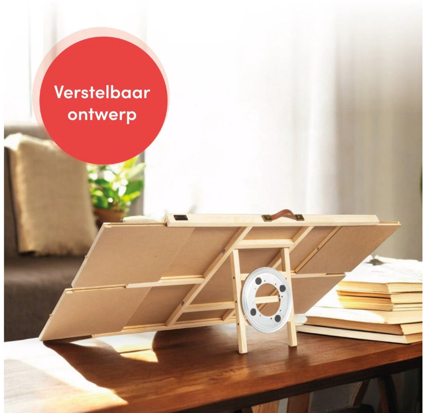 DIYDash Drehbarer Puzzletisch mit Aufbewahrungssystem - 1500 Teile - 4 Schubladen - Kiefernholz