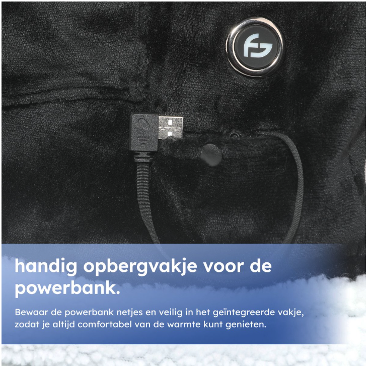 SAAF Heizbare Kapuzendecke & Snuggle Hoodie - Einheitsgröße - 3 Stufen mit 10.000 mAh Batterier - Ultraweich & USB-beheizt - Schwarzes Polyester