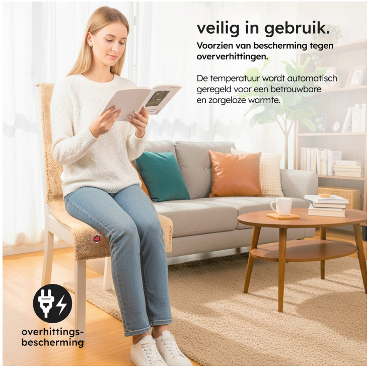 Saaf - Heizdecke & Sitzheizung - 40 x 110 cm - Beige Teddy - 3 Wärmestufen mit 10.000 mAh Akku - Kabellos & USB-beheizt - Maximaler Komfort