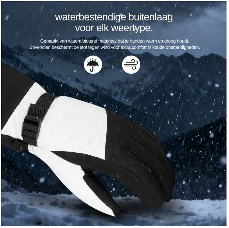 Saaf - Beheizte Handschuhe Premium - Größe L - Weißes & schwarzes Polyester - 3 Wärmestufen & wiederaufladbar - Wasser- & Windabweisend - Optimaler Komfort