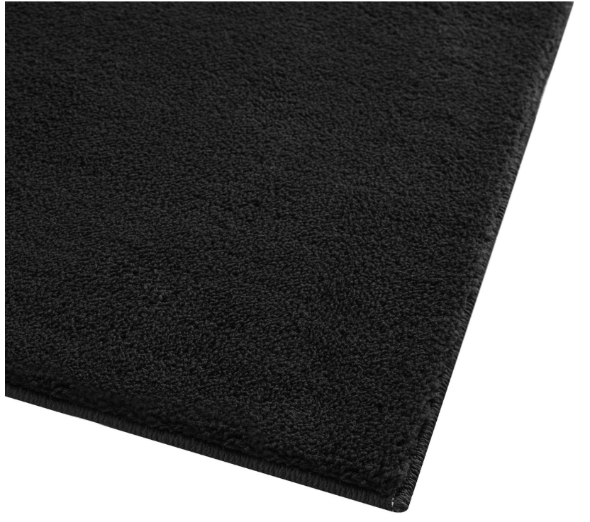 tectake® - Kurzflorteppich - 80 x 150 cm - Schwarzes Polyester - Mit Anti-Rutsch-Unterlage - Pflegeleicht & waschbar - Modernes Design
