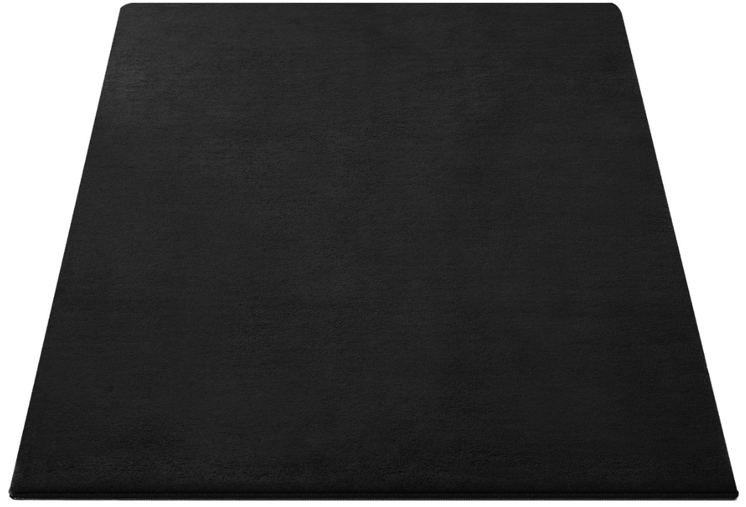 tectake® - Kurzflorteppich - 80 x 150 cm - Schwarzes Polyester - Mit Anti-Rutsch-Unterlage - Pflegeleicht & waschbar - Modernes Design