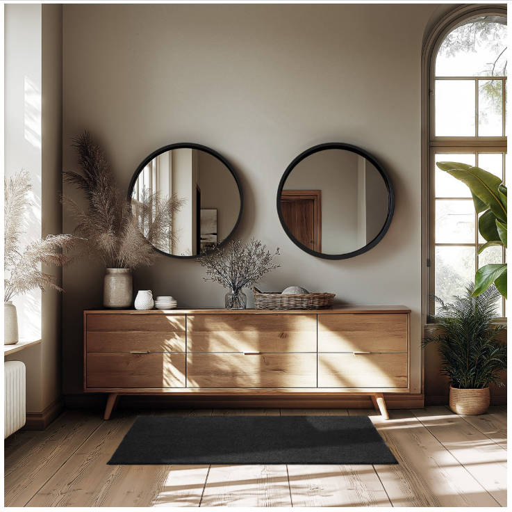 tectake® - Kurzflorteppich - 80 x 150 cm - Schwarzes Polyester - Mit Anti-Rutsch-Unterlage - Pflegeleicht & waschbar - Modernes Design