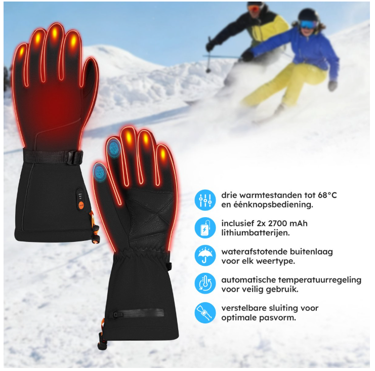 Saaf - Beheizte Handschuhe Premium - Größe M - Schwarzes Polyester - 3 Wärmestufen & wiederaufladbar - Wasser- & Windabweisend - Optimaler Komfort