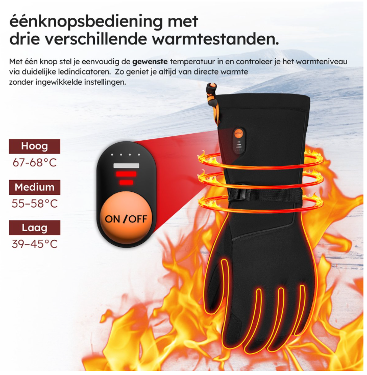 Saaf - Beheizte Handschuhe Premium - Größe M - Schwarzes Polyester - 3 Wärmestufen & wiederaufladbar - Wasser- & Windabweisend - Optimaler Komfort