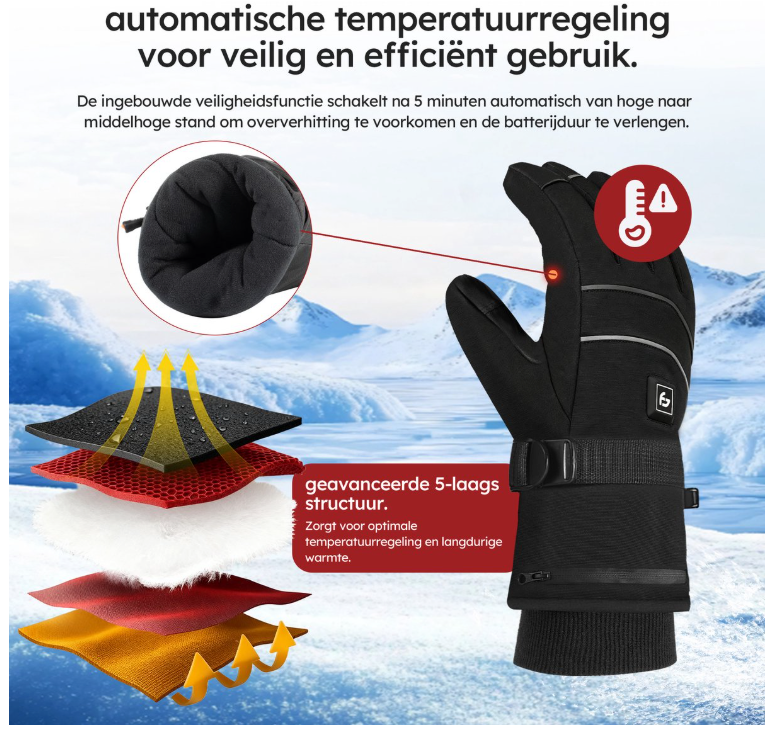 Saaf - Beheizte Handschuhe Pro - Größe XS - Schwarzes Polyester - 3 Wärmestufen & wiederaufladbar - Wasser- & Windabweisend - Optimaler Komfort
