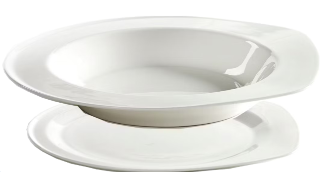 Serax - Tellerset mit XL-Teller und tiefem Teller - 32,7 cm & 25,1 cm - Mit modernem, minimalistischem Design & großzügigen Größen - Zum Essen und Präsentieren - Weißes Porzellan