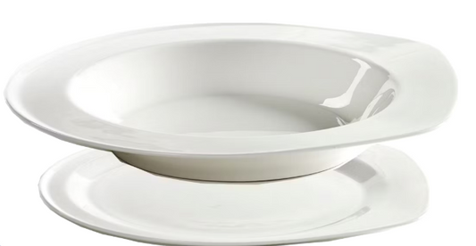 Serax - Tellerset mit XL-Teller und tiefem Teller - 32,7 cm & 25,1 cm - Mit modernem, minimalistischem Design & großzügigen Größen - Zum Essen und Präsentieren - Weißes Porzellan