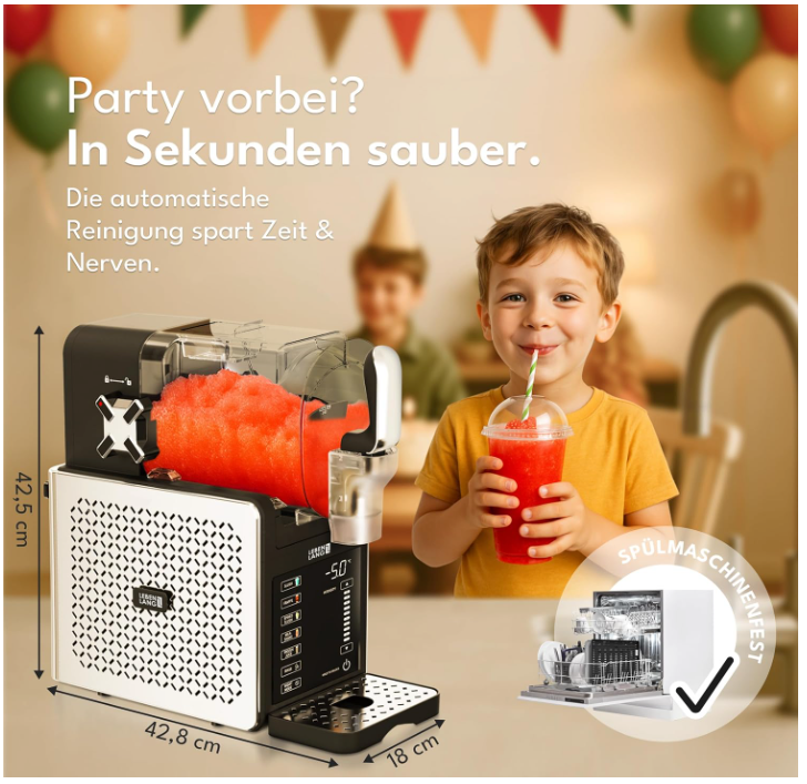LEBENLANG - Premium Slush-Maschine 2L - 5 Modi - QuickFreeze in 15 min - Auto-Clean & LED Touchscreen - Inkl. Rezeptbuch - Slushie Maker für Zuhause, Partys & Kindergeburtstage