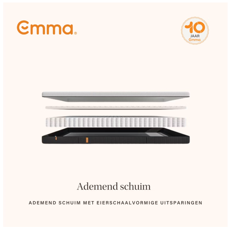 Emma - Express-Matratze - 160 x 200 cm - ausgestattet mit 7 ergonomischen Zonen und Aeroflex-Taschenfedern und atmungsaktivem Bezug - für Bauch-, Rücken- und Seitenschläfer - Textil weiß und grau