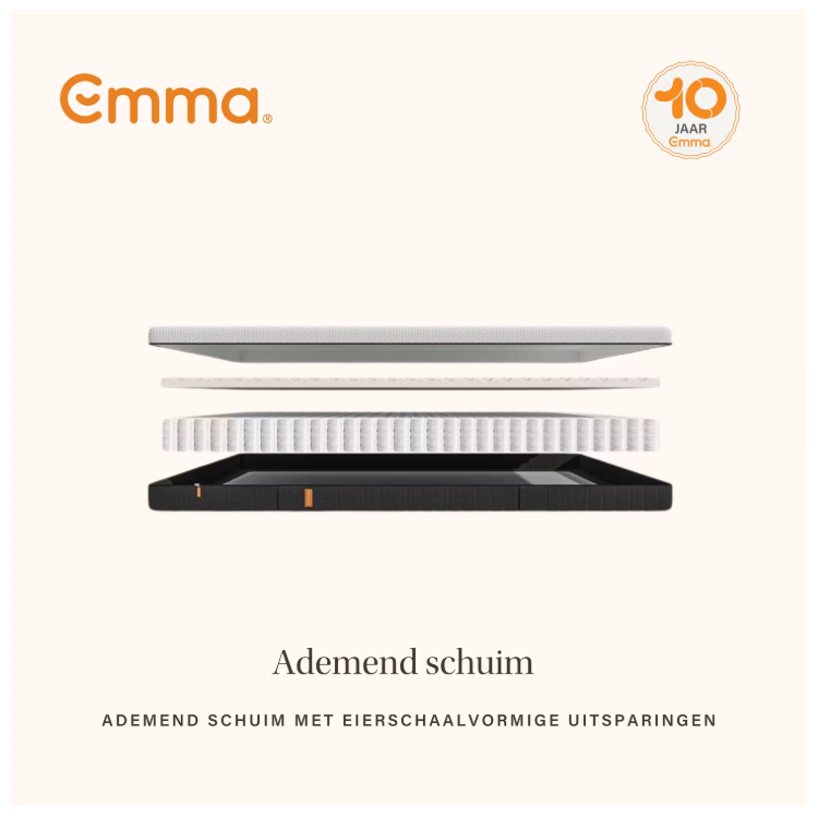 Emma - Express Hybridmatratze - 120 x 200 cm - Mit Aeroflex™ Taschenfedern und 7 ergonomischen Zonen und atmungsaktivem Bezug - Für Bauch-, Rücken- und Seitenschläfer - Weißes und graues Textil