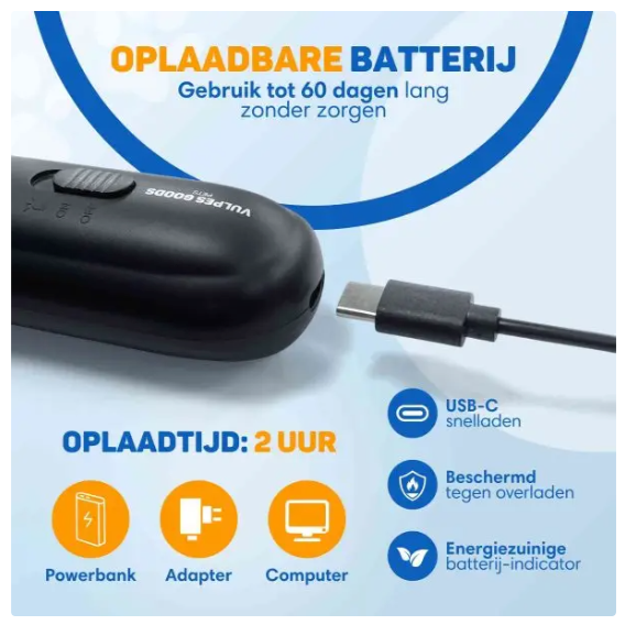 Vulpes Goods® - Ultraschall-Anti-Bell-Gerät Elite - 13 x 4,5 cm - Mit 3 Modi und variablen Frequenzen und Taschenlampe und USB-C wiederaufladbar - Für Hundetraining und Verhaltenskorrektur - Schwarzer ABS-Kunststoff