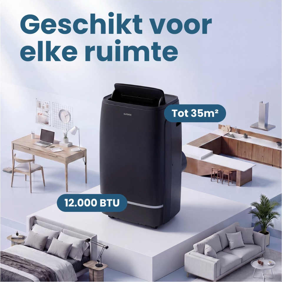 Auronic 12.000 BTU Mobiles Klimagerät - 4-in-1 - Schwarz