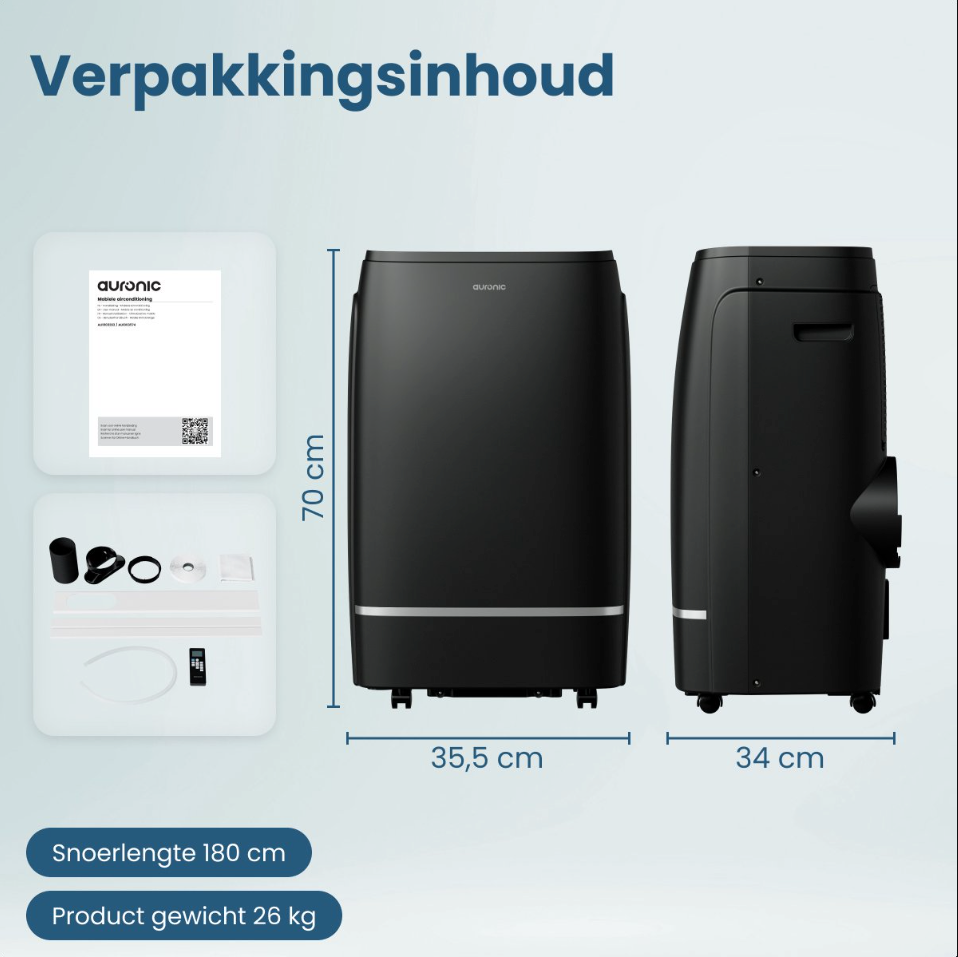 Auronic 12.000 BTU Mobiles Klimagerät - 4-in-1 - Schwarz