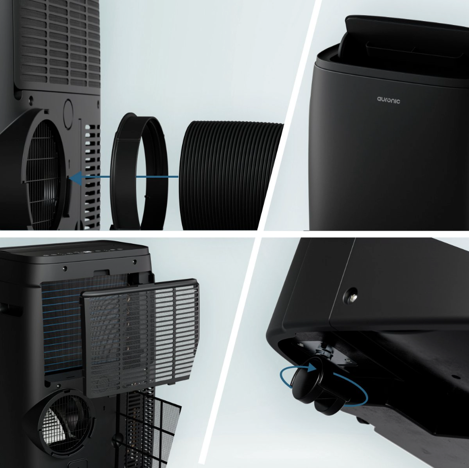 Auronic 12.000 BTU Mobiles Klimagerät - 4-in-1 - Schwarz
