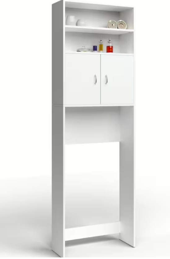Casaria Waschmaschinenschrank Neapel - ausgestattet mit drei Einlegeböden und Türen mit Magnetverschluss und Kippschutz für die Wandmontage - für Bad und Hauswirtschaftsraum - weiße Mdf-Spanplatte - 185x63x20 cm