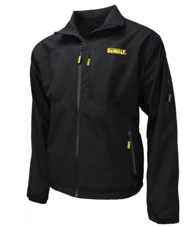 DeWalt Softshell-Heizjacke - mit drei Heizzonen, wasserdichten Reißverschlüssen und verlängertem Rücken - für Bau und Outdoor - schwarzes Textil - Größe XL