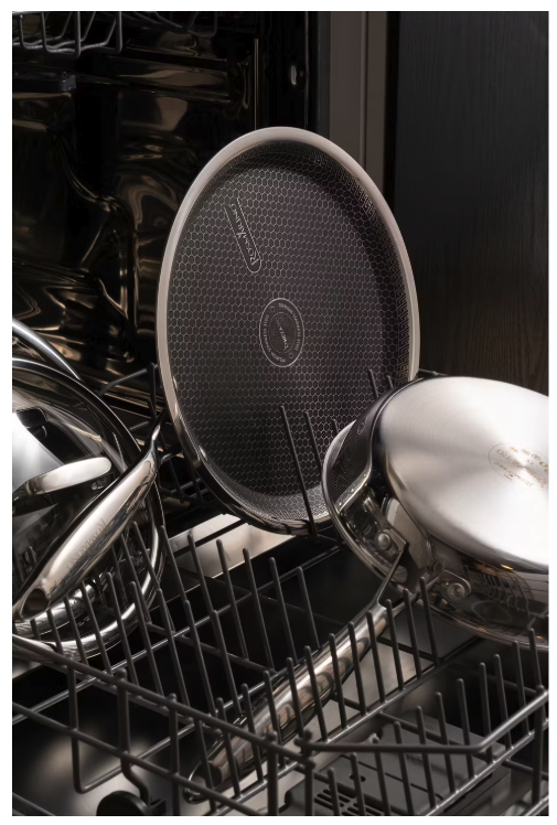 Rosmarino HexaPRO Pfannkuchenpfanne - mit Laser-Sechseck-Struktur und Stay-Cool-Griff und ofenfestem Rahmen - für Induktion und Gas - Silberner Edelstahl und Aluminium - 28 cm