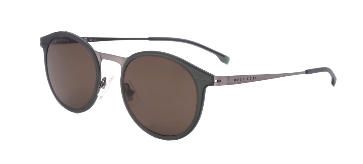 Hugo Boss Sonnenbrille 1245S Eem - Eigenschaften Filter Kategorie drei und UV-Schutz und Nylon Gläser - für Männer - Matte Khaky Olive Edelstahl - 49 mm