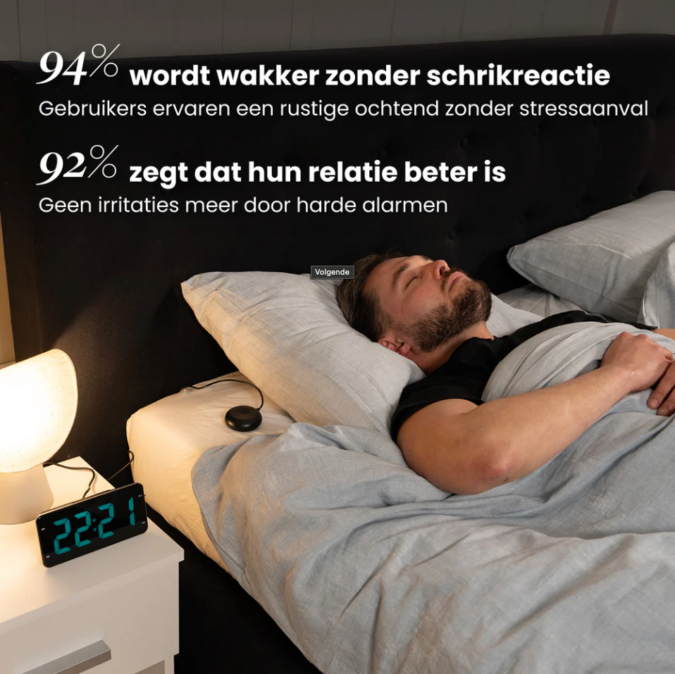 DreamCare Pulse Wecker mit Vibrationsfunktion und Bettvibrator – Ausgestattet mit vollständig dimmbarem Display sowie Doppelalarm und Schlummerfunktion – Für Tiefschläfer und Menschen mit Hörbeeinträchtigung – Schwarzer Kunststoff – 180 cm langes Kabel