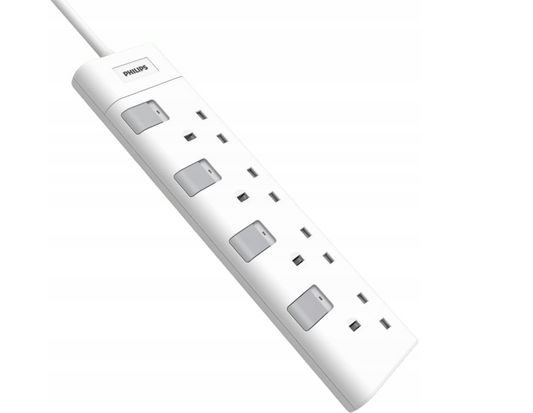 Philips Verlängerungskabel 2 m 4 Steckdosen weiß - UK