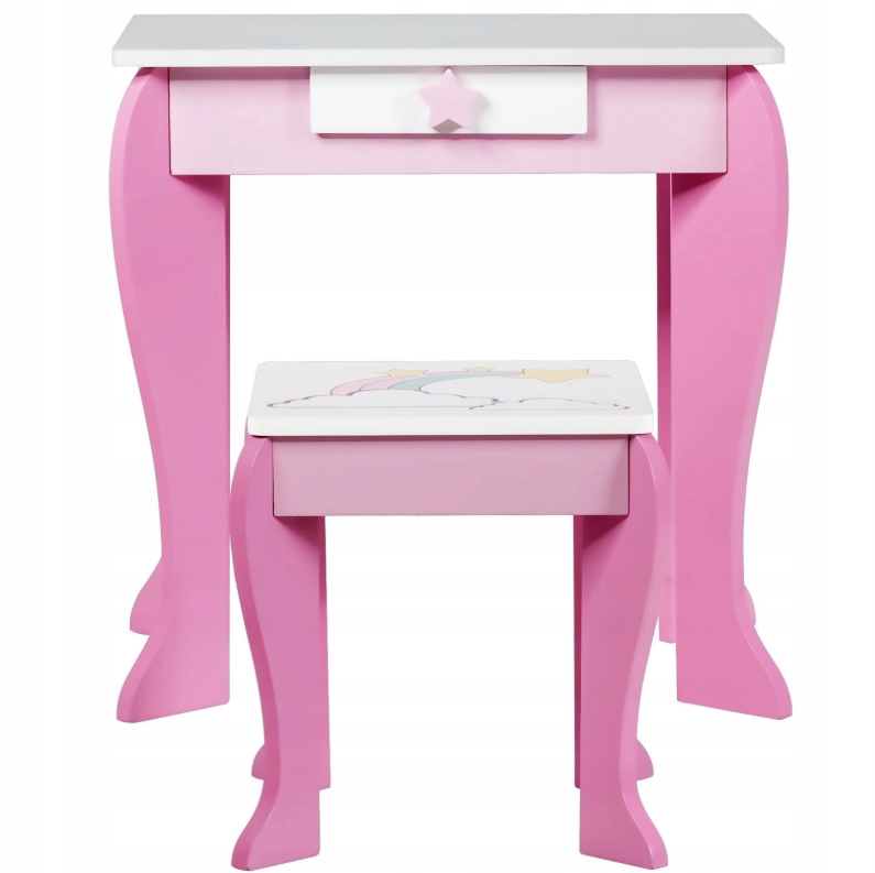 costway Schminktisch für Mädchen - weiß mit rosa - 49,5 x 35,5 x 89 cm