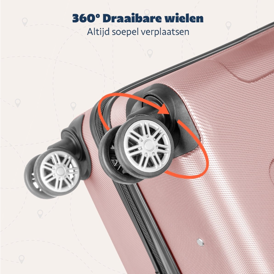 TRVLMORE Handgepäck Koffer mit Rädern - Numerisches Schloss - 54x36x20cm - 38L - Rose Gold