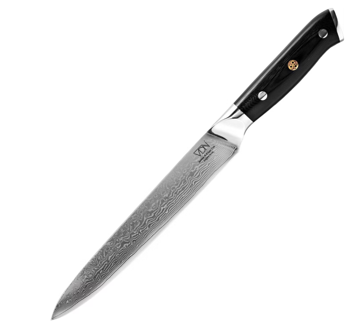 VDN Elegance Damaststahl-Fleischmesser 21 cm - Schwarzer Griff