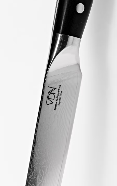 VDN Elegance Damaststahl-Fleischmesser 21 cm - Schwarzer Griff
