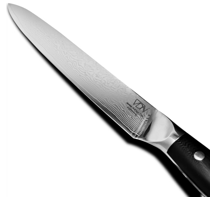 VDN Elegance Damaststahl-Fleischmesser 21 cm - Schwarzer Griff
