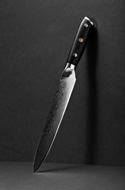 VDN Elegance Damaststahl-Fleischmesser 21 cm - Schwarzer Griff
