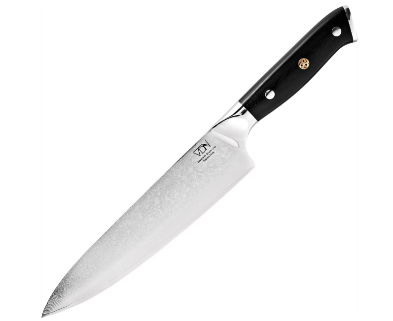 VDN Elegance Damaststahl Kochmesser 21 cm - Schwarzer Griff, Edelstahl