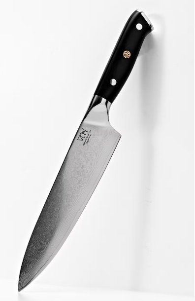 VDN Elegance Damaststahl Kochmesser 21 cm - Schwarzer Griff, Edelstahl