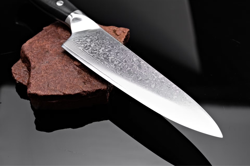 VDN Elegance Damaststahl Kochmesser 21 cm - Schwarzer Griff, Edelstahl