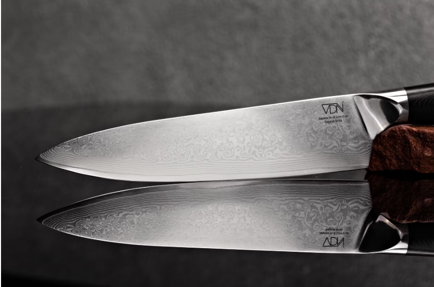 VDN Elegance Damaststahl Kochmesser 21 cm - Schwarzer Griff, Edelstahl