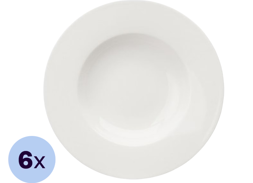 Villeroy & Boch 6er-Set Vivo - Tiefe Teller - Porzellan - Ø 24 cm - Weiß