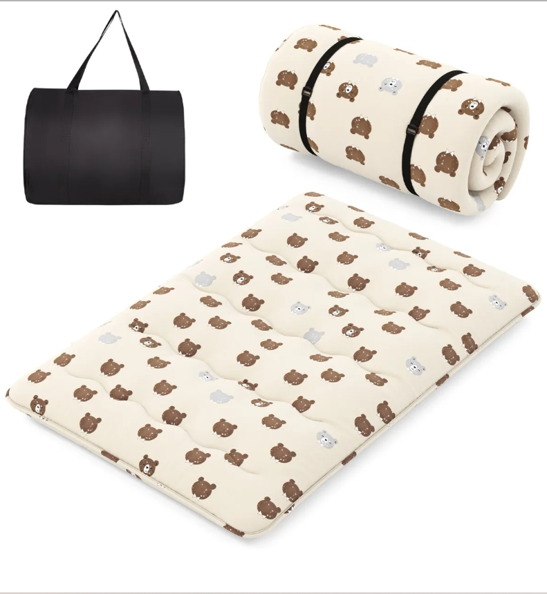 Komfortable Futonmatratze Coast 140 cm Beige - Faltbare Tatami-Schlafmatte mit waschbarem Bezug