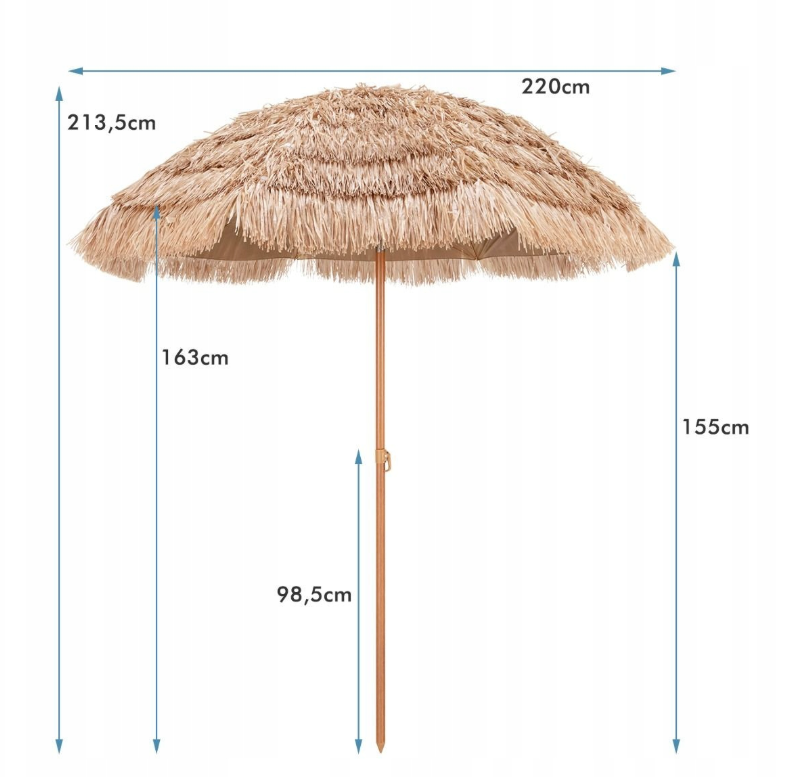 Sonnenschirm Coast 220 cm - beige mit verstellbarer Neigung, stabil und windfest