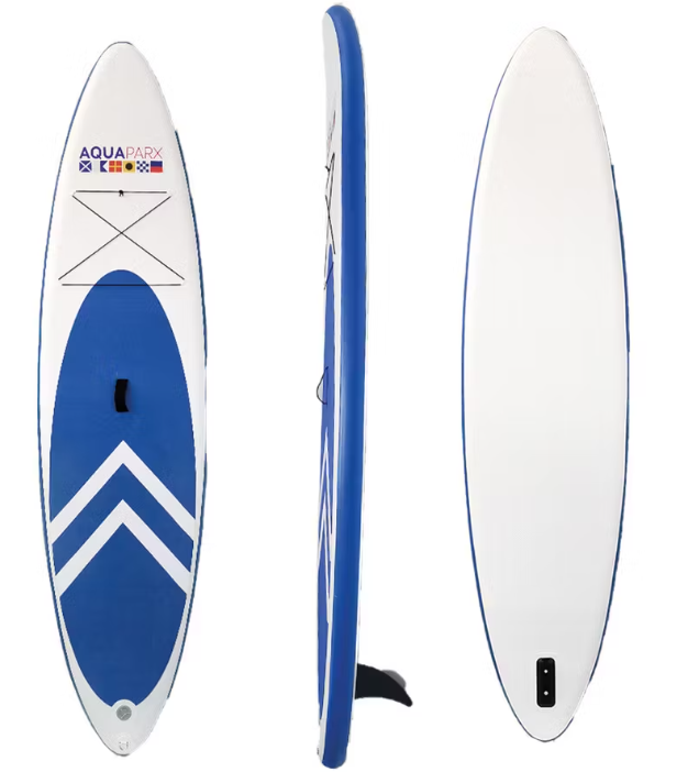 Aquaparx Aufblasbares SUP Board 330 cm Weiß/Blau - Komplettset mit Paddel und Tragetasche