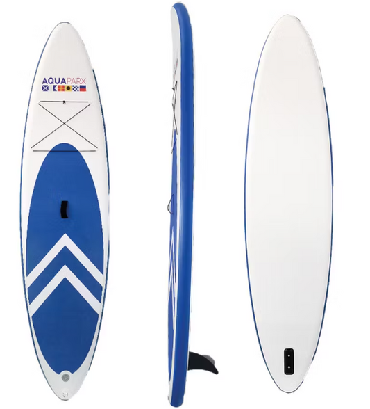 Aquaparx Aufblasbares SUP Board 330 cm Weiß/Blau - Komplettset mit Paddel und Tragetasche