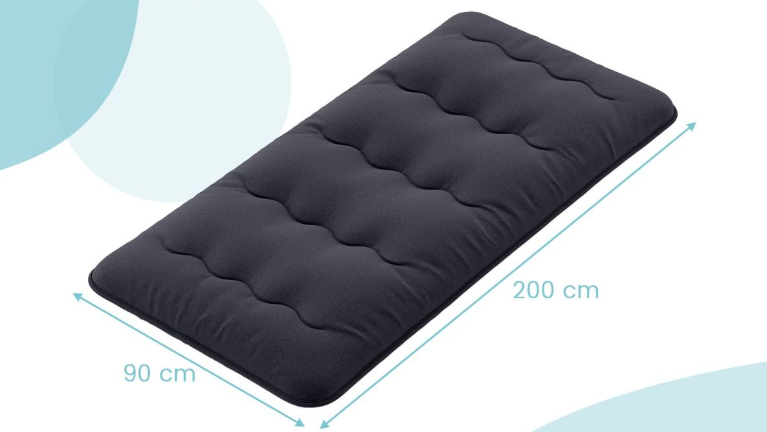 Coast Portable Futonmatratze 200x90x10 cm - Schwarz - faltbar mit waschbarem Bezug und Tragetasche