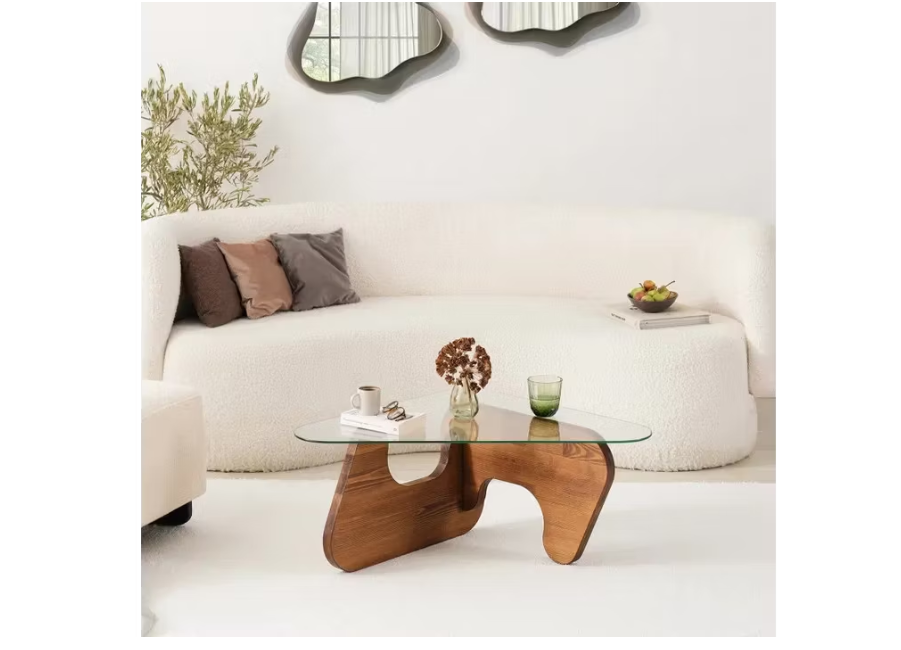 Freya Chesnut Couchtisch XL - Gehärtetes Glas - Massivholz - Kastanie