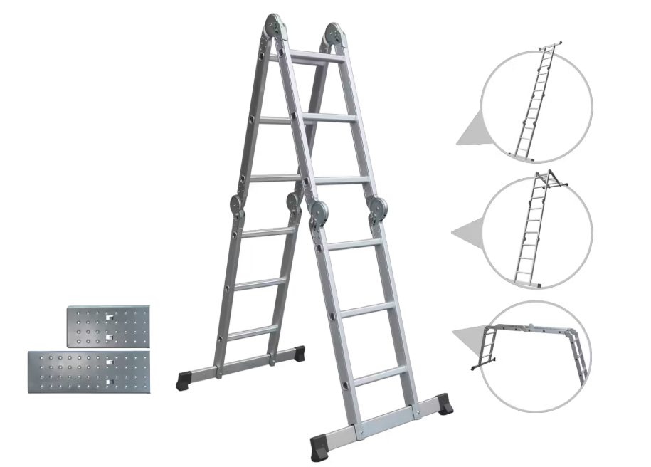 Batavia Aluminium Multifunktionsleiter 4x3 Sprossen - Höhe 165 cm | Arbeitshöhe 339 cm - Kompakt 90x33,5x25 cm