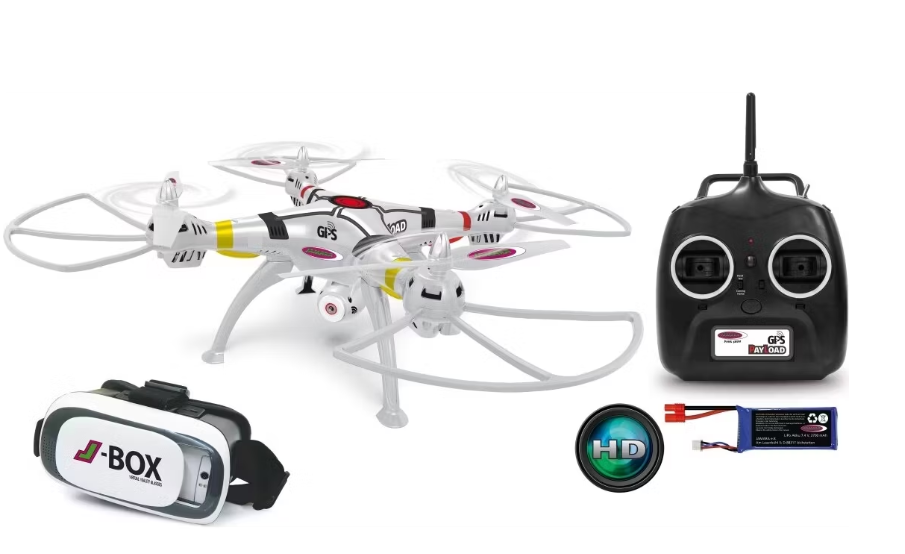 Jamara Payload GPS VR Drohne - 720p HD Kamera - 62x62x18,8 cm - Weiß