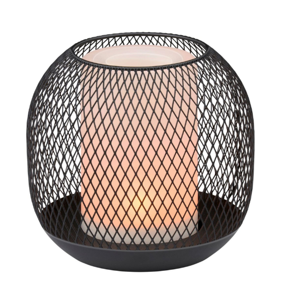 Arti Casa Solar Tischlampe Ø13x14 cm Schwarz - Stimmungsvolle Metall-Laterne für drinnen und draußen