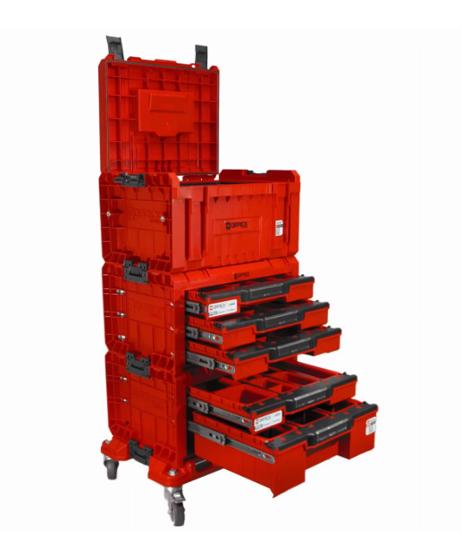 Qbrick System Pro Schublade Workshop - Set 4 - 525 x 345 x 885 mm - Rot