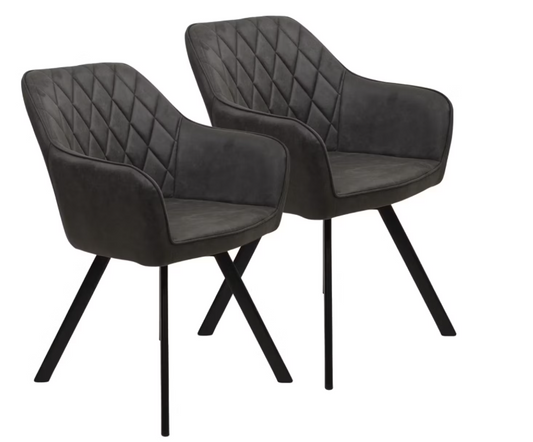 Furniture31 Brione Esstisch-Drehstuhl - 2er-Set - Ergonomisch & Stylisch - 55x83x88 cm - Grau