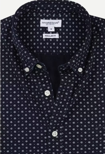 McGregor Indigo Hemd Herren Navy - Regular Fit - 100% Baumwolle - Größe L