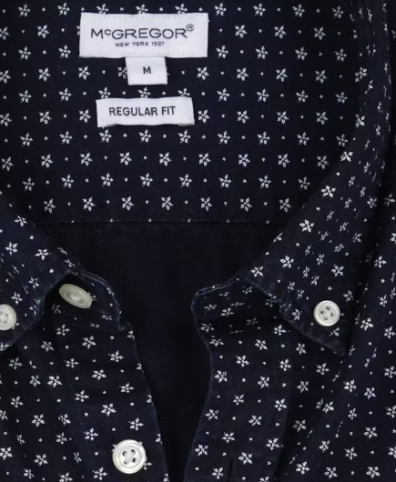 McGregor Indigo Hemd Herren Navy - Regular Fit - 100% Baumwolle - Größe L